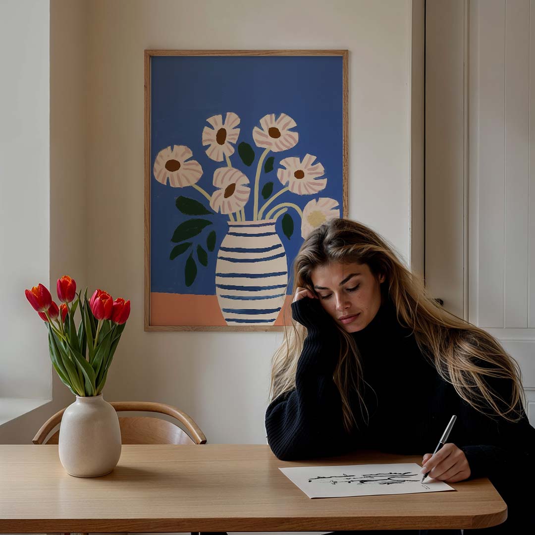 Vrolijke Bloemen in Vaas – bloemen poster in staand formaat