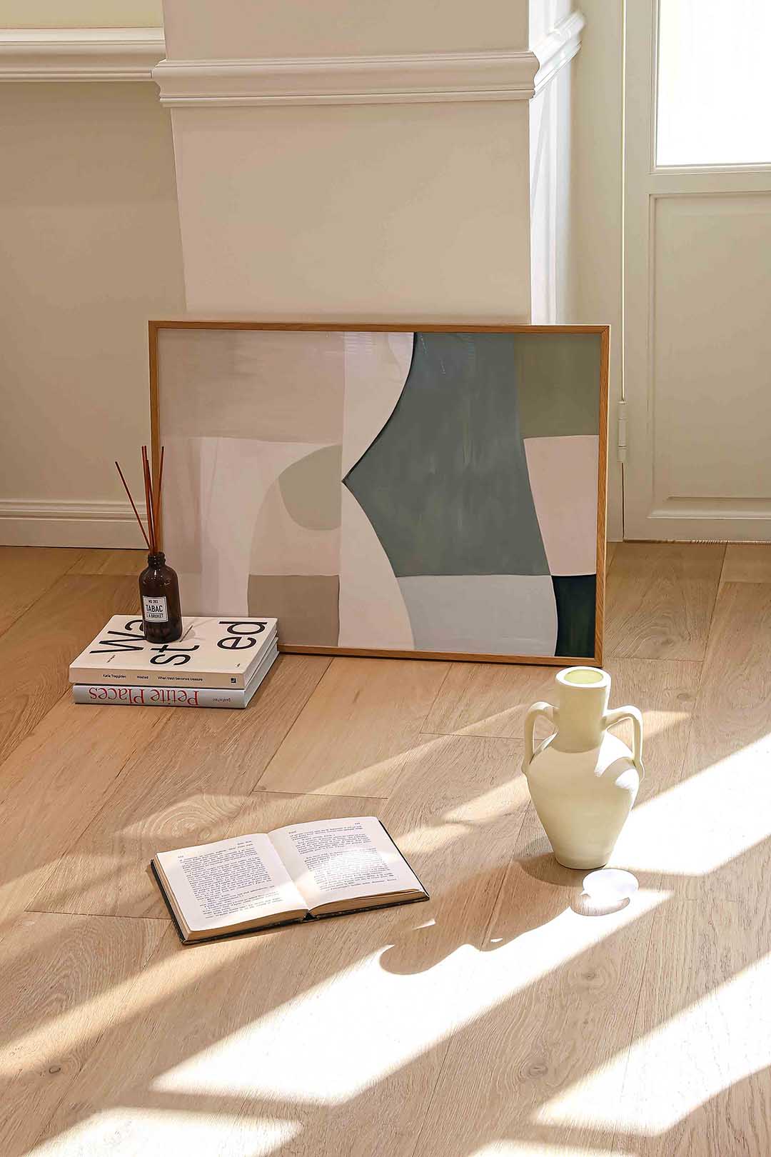 Abstracte vormen – liggende kleurrijke abstracte wanddecoratie van WallArtistic