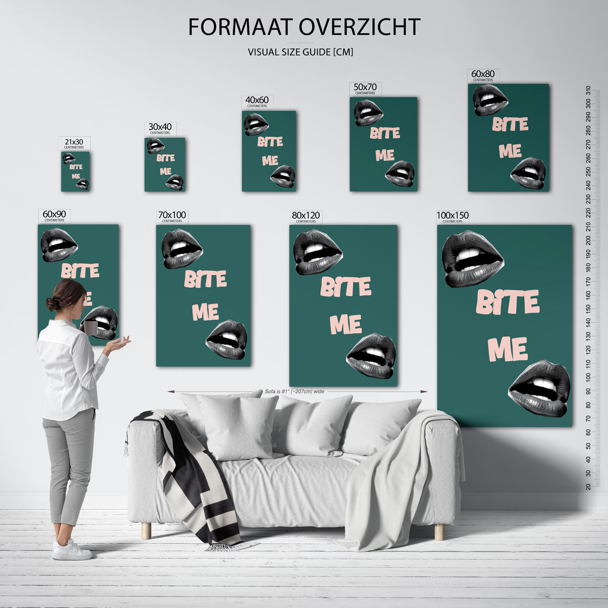 Bijtende lippen – staande muurposter in Pop Art stijl