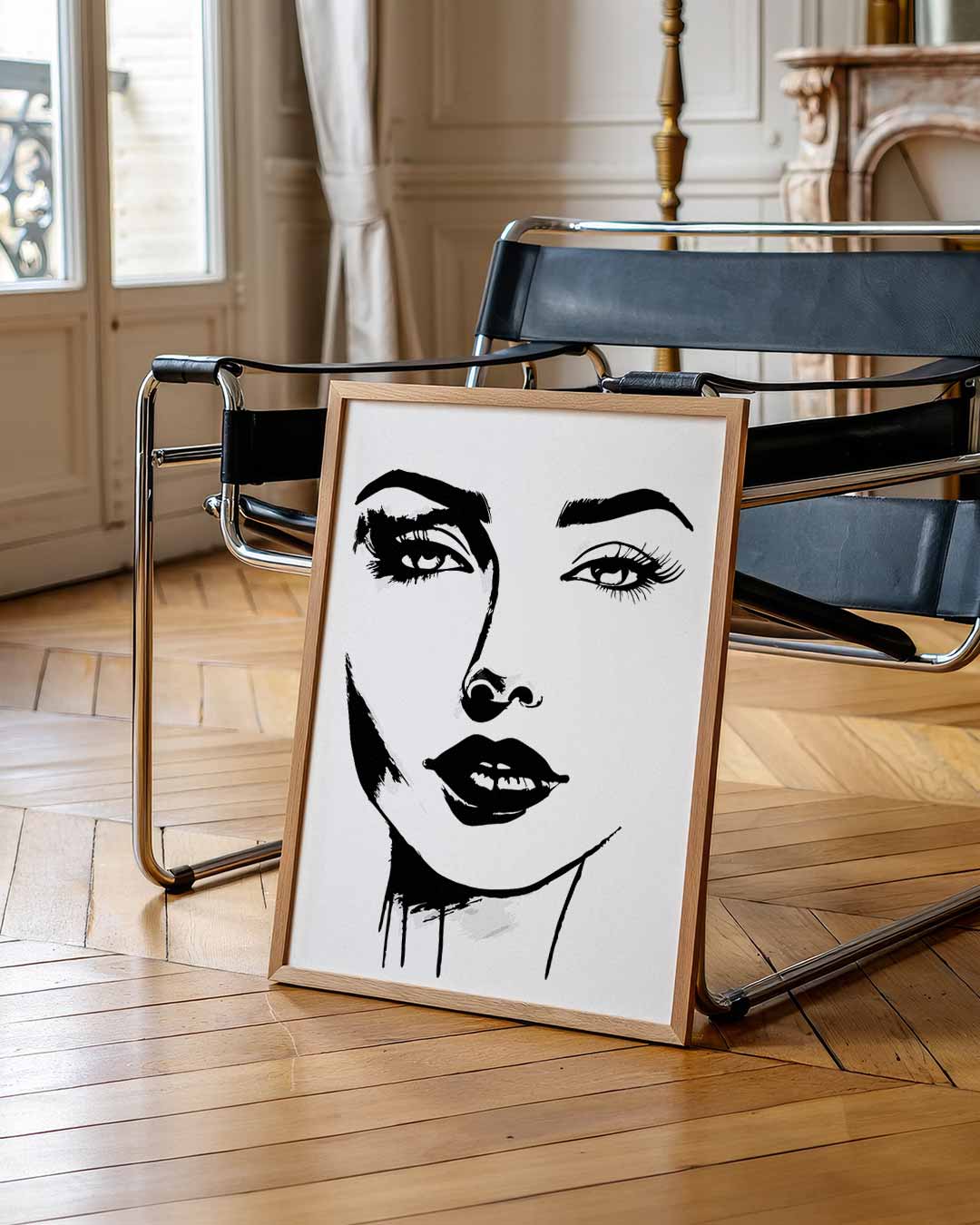 Stijlvolle Gezichtsillustratie – urban poster in staand formaat