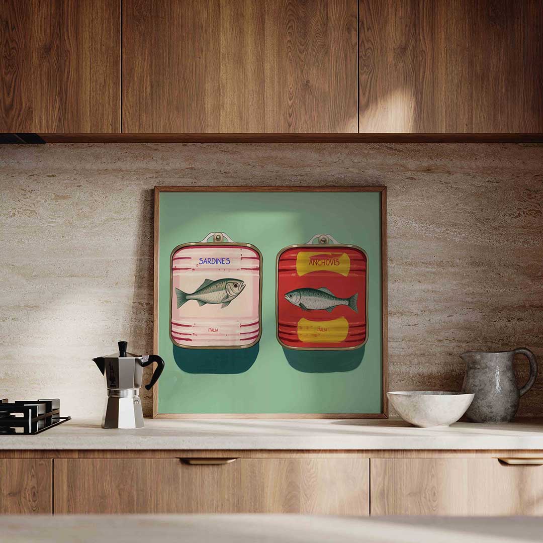 Visconserven – culinaire wandkunst als vierkante poster