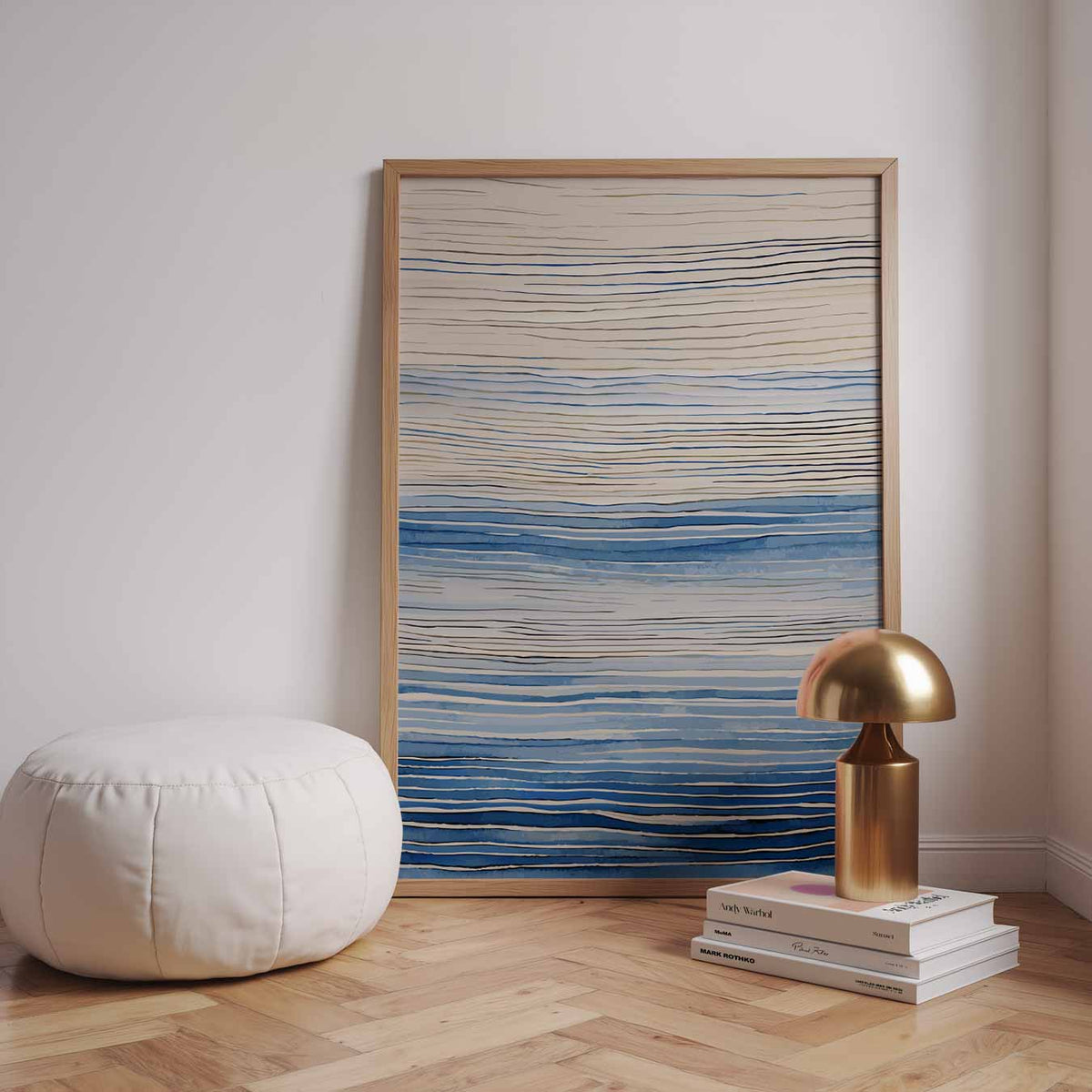 Rustgevende Zeehorizon – staande kleurrijke abstracte wanddecoratie van WallArtistic