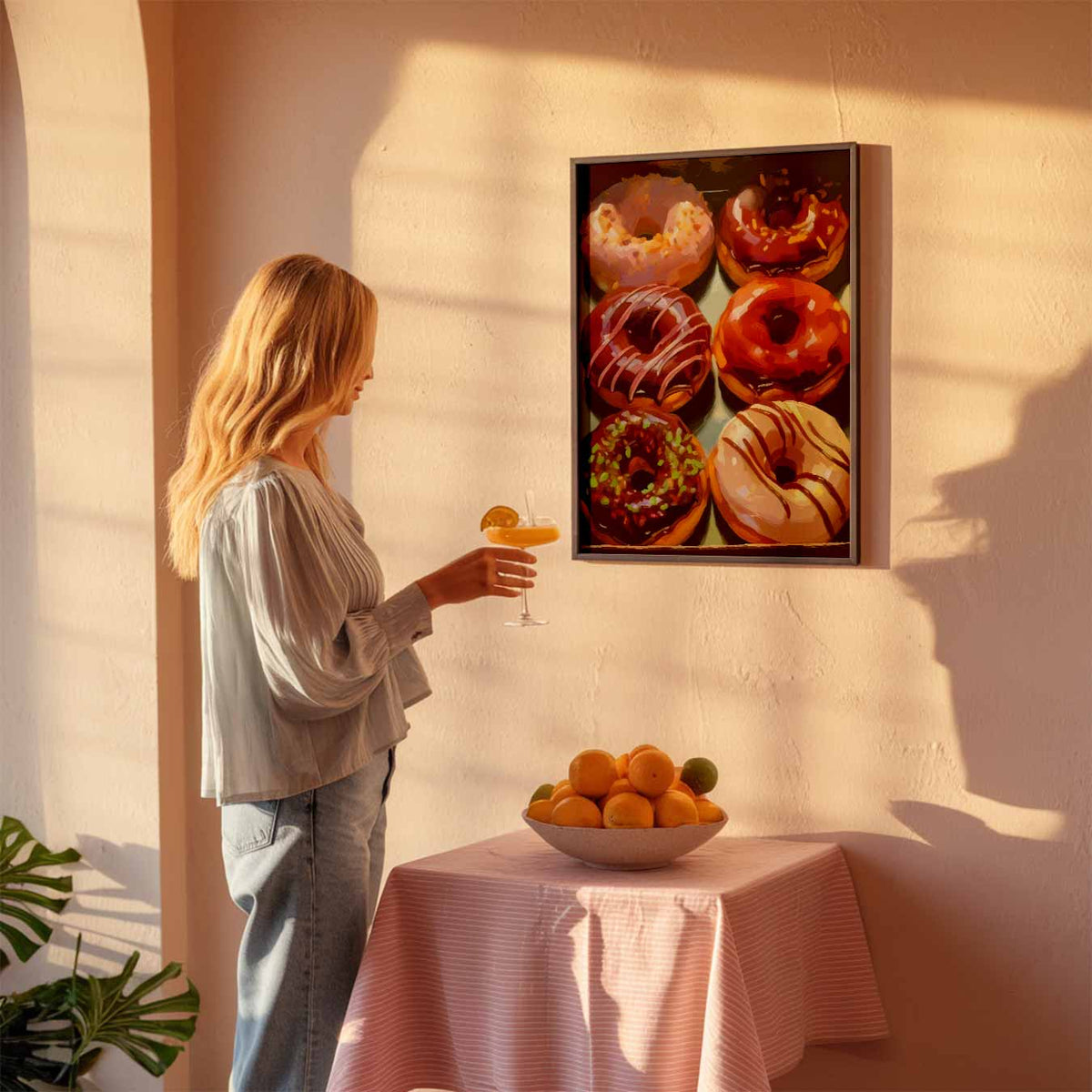 Kleurrijke Donut – keuken poster als sfeervolle staande wanddecoratie