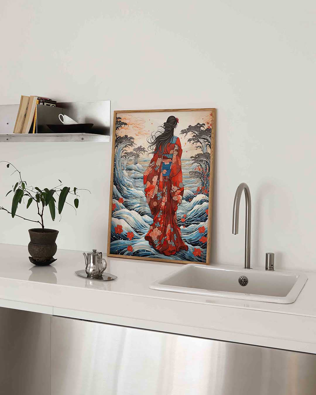 Vrouw in kimono – Aziatische poster in staand formaat