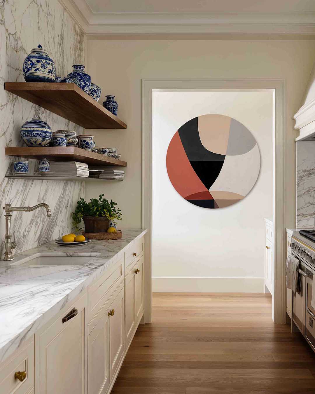 Abstracte vormen – moderne abstracte muurcirkel voor aan de muur