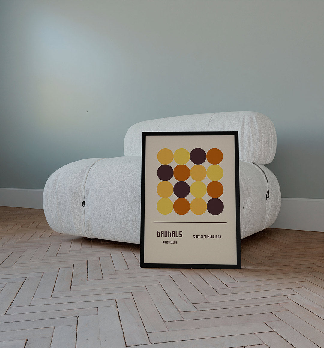 Cirkelpatroon en tekst – staande Bauhaus poster voor aan de muur
