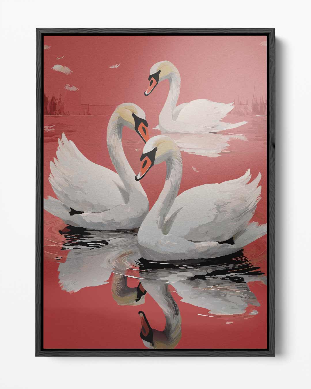 Elegante Zwanen in Rustig Water – portret kunstwerk als wanddecoratie