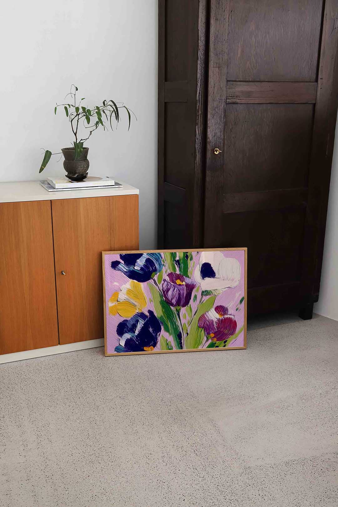 Bloemen in levendige kleuren – bloemen wandkunst als landscape poster