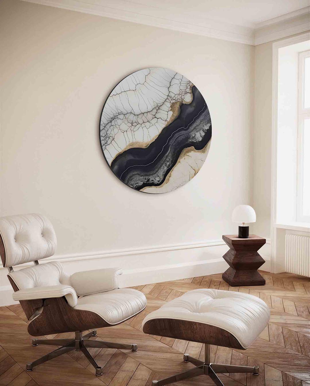 Abstracte lijnen – kleurrijke ronde wanddecoratie van WallArtistic