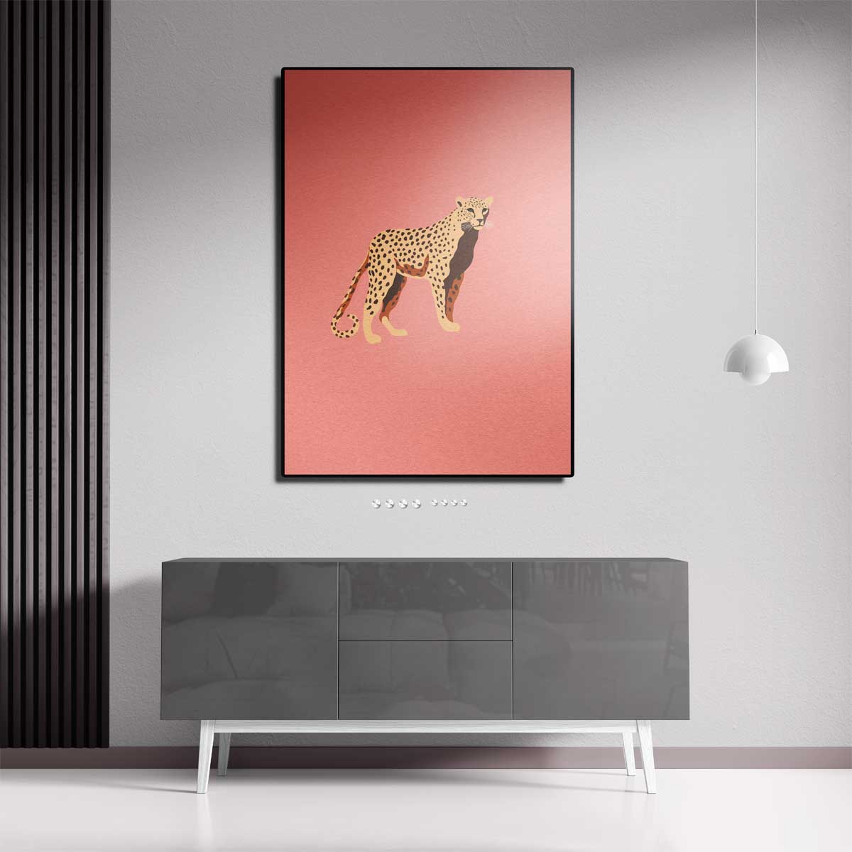 Kleurrijke Luipaard Illustratie – canvas kunstwerk als wanddecoratie