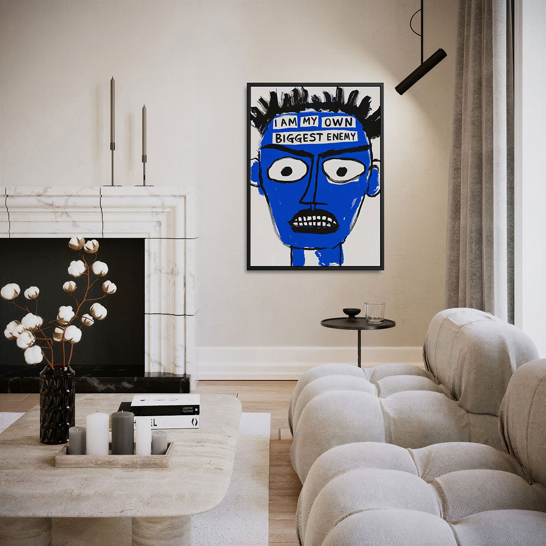 Expressieve gezichtsuitdrukking – moderne staande wandkunst