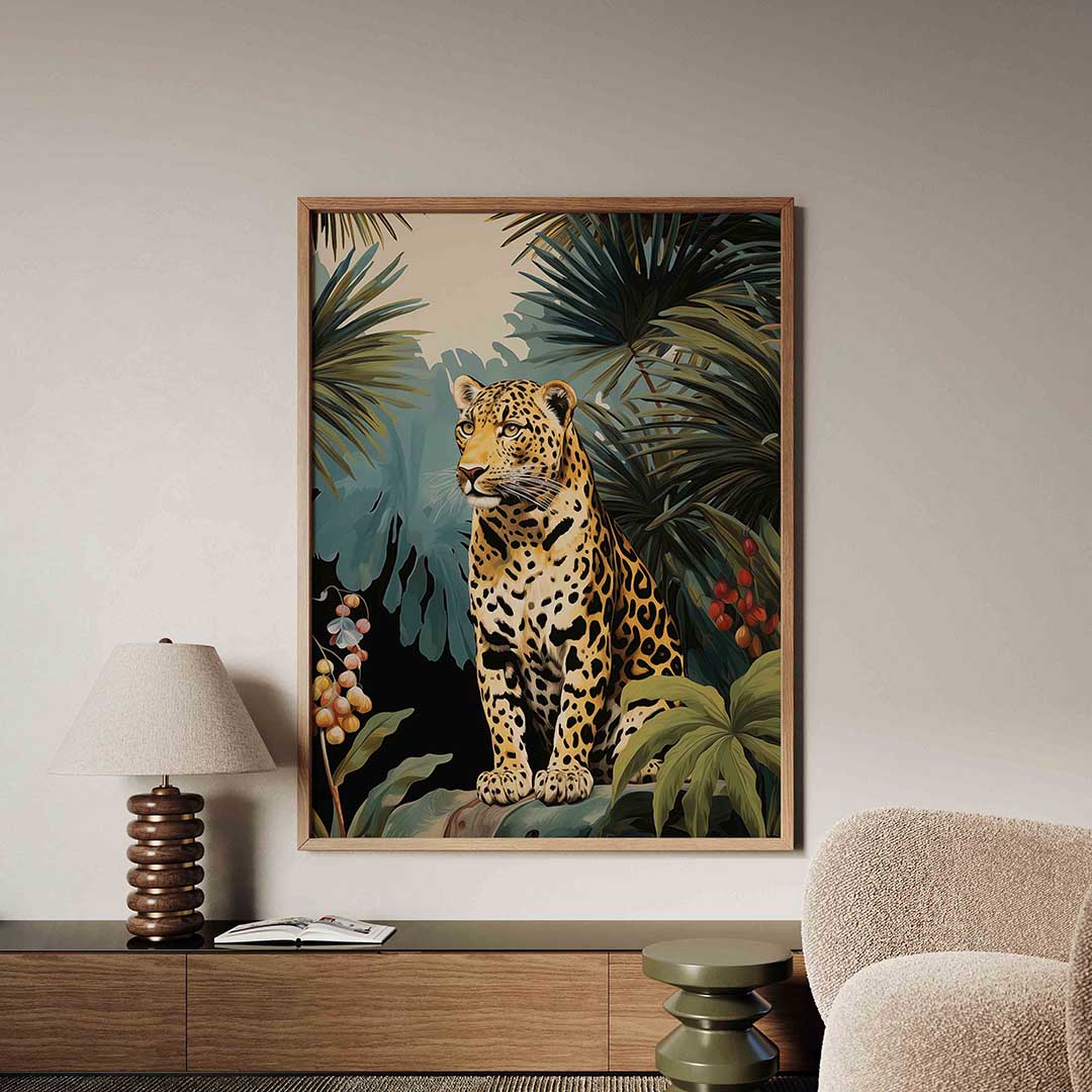 Luipaard in jungle – tropische jungle poster in staand formaat