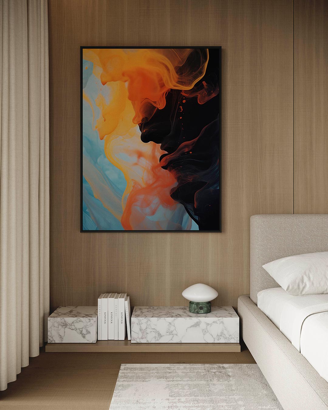 Vloeiende kleurencompositie – Blauw – kunstwerk op canvas, dibond of plexiglas