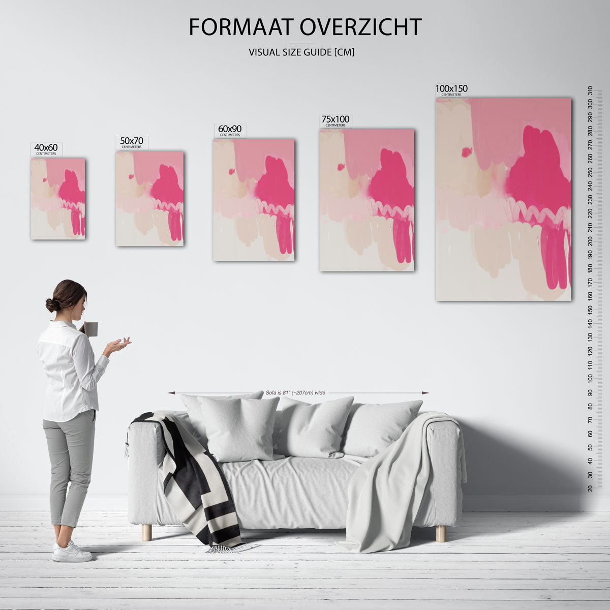Zachte kleurencompositie – staand wanddecoratie kunstwerk
