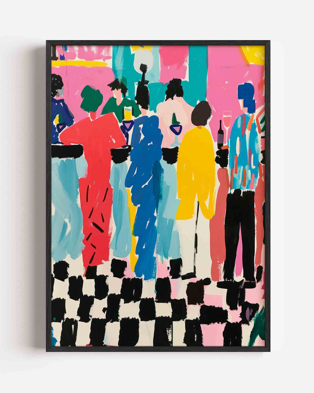 Mensen bij bar – kleurrijke illustratie portret poster als wanddecoratie