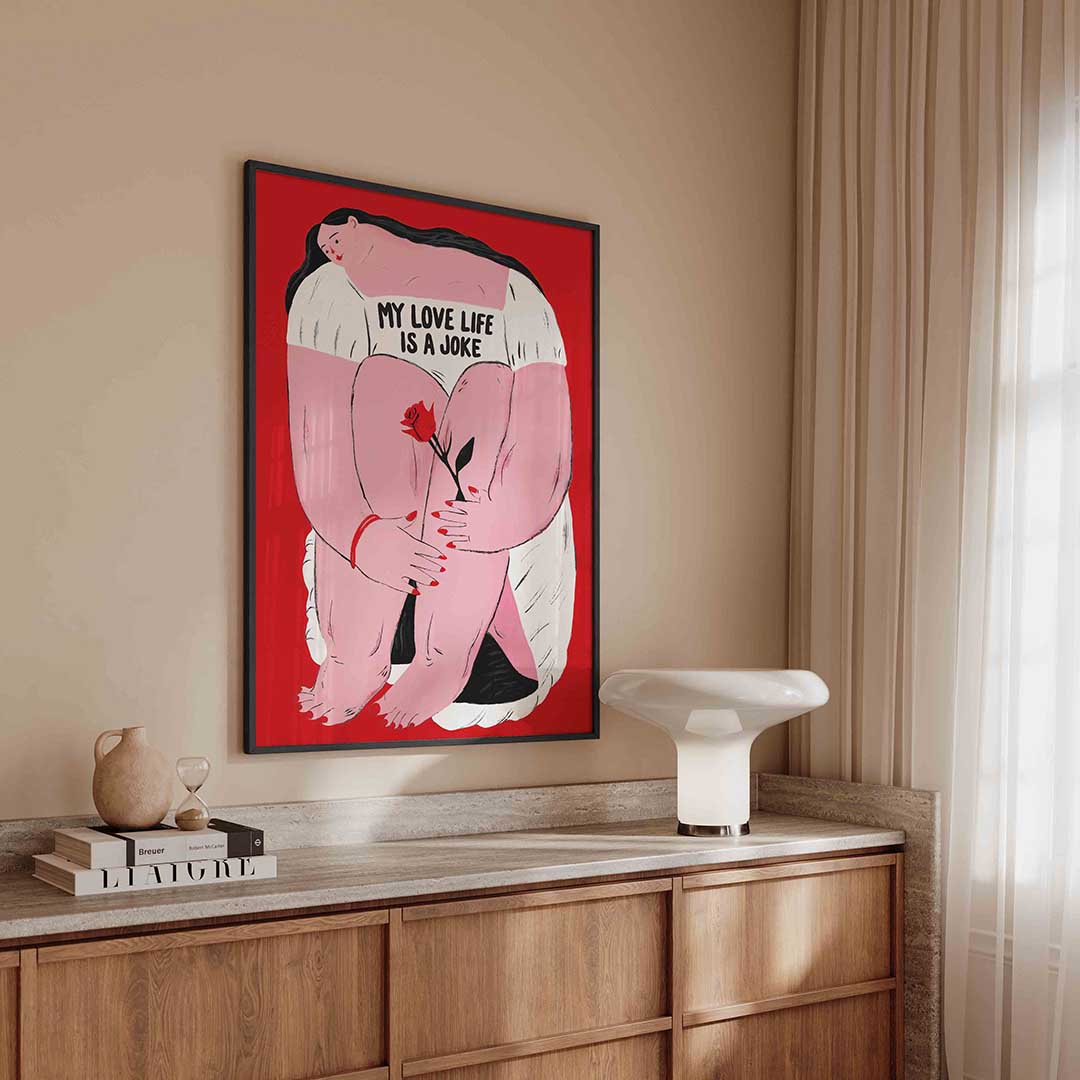 Vrouw met roos – urban poster in staand formaat