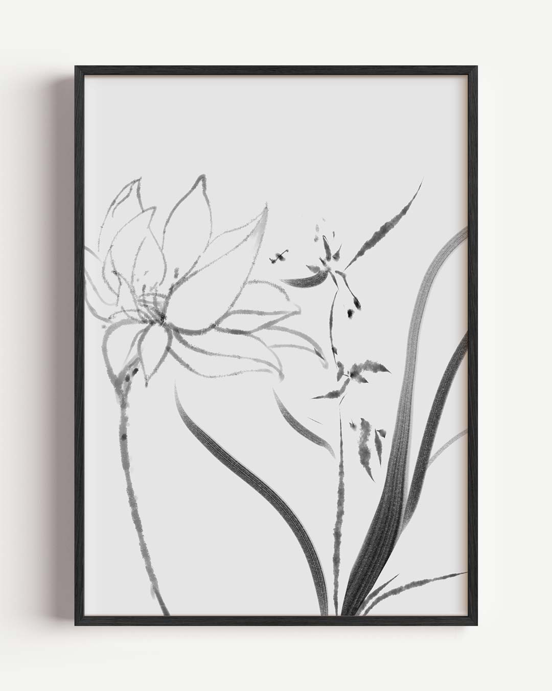 Elegante Zwart-wit Bloemenprint – zomer portret poster als wanddecoratie