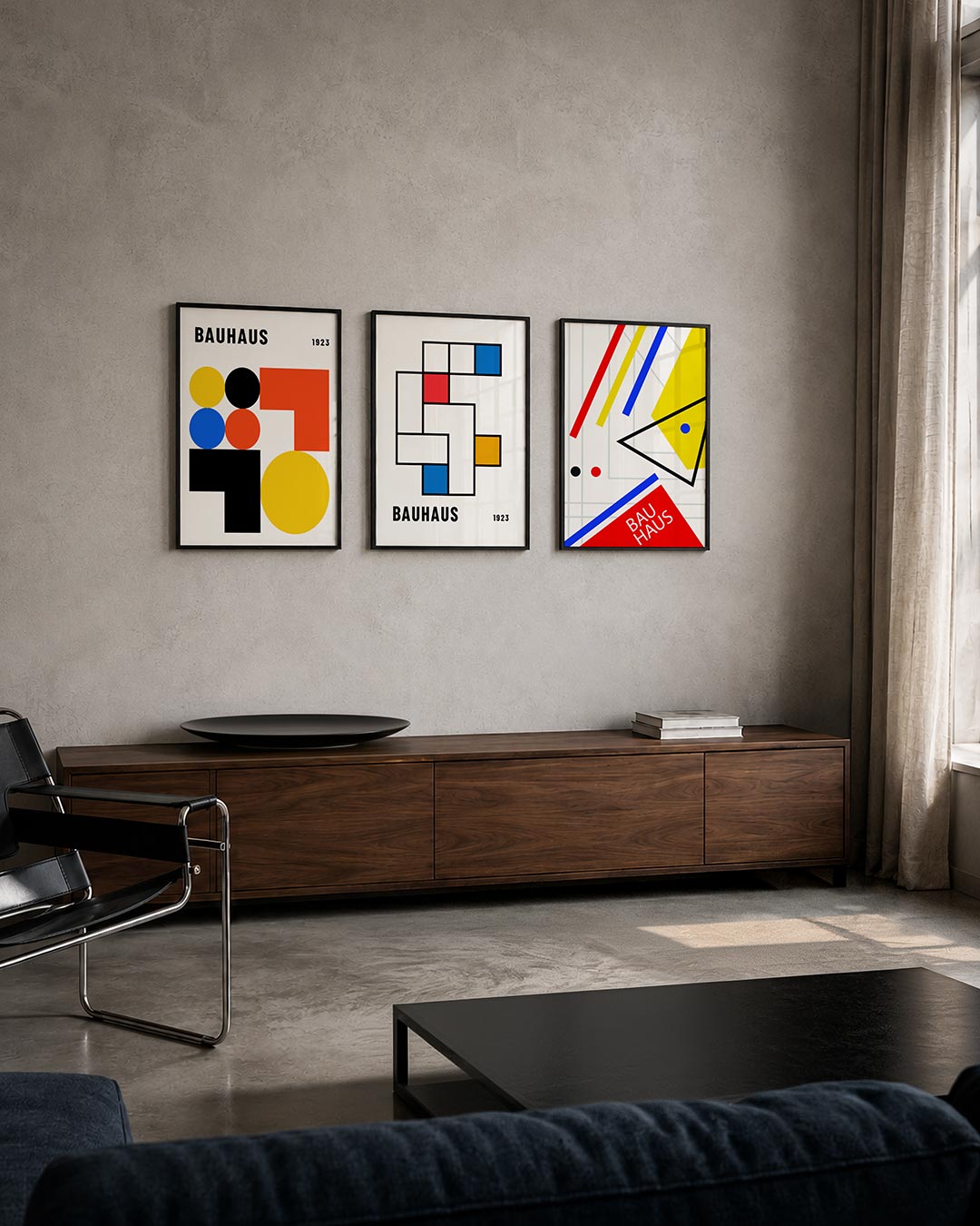 Vormen en kleurvlakken posterset – tweede productweergave – deze posterset in drie delen toont een speelse ordening van