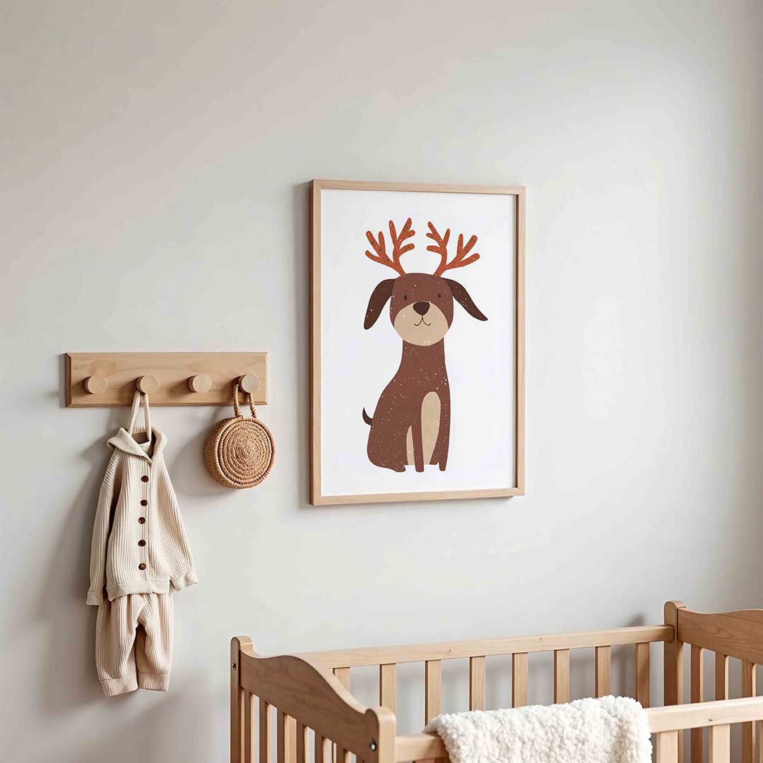 Hond met gewei – kinderposter in staand formaat