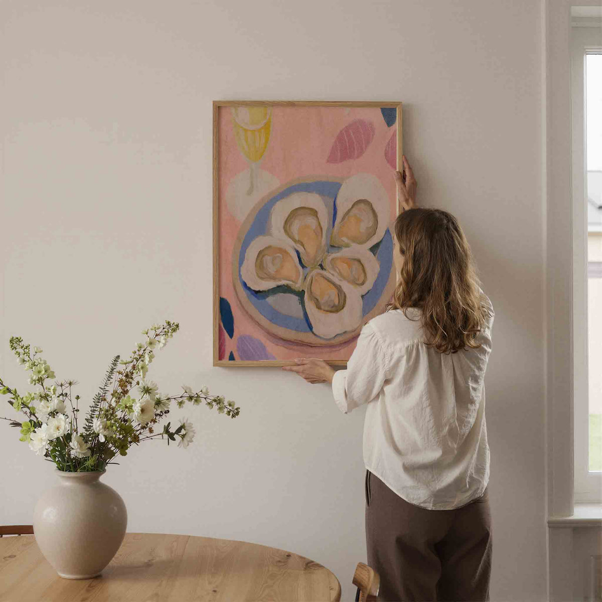 Oesters op bord – botanische wandkunst als portret poster