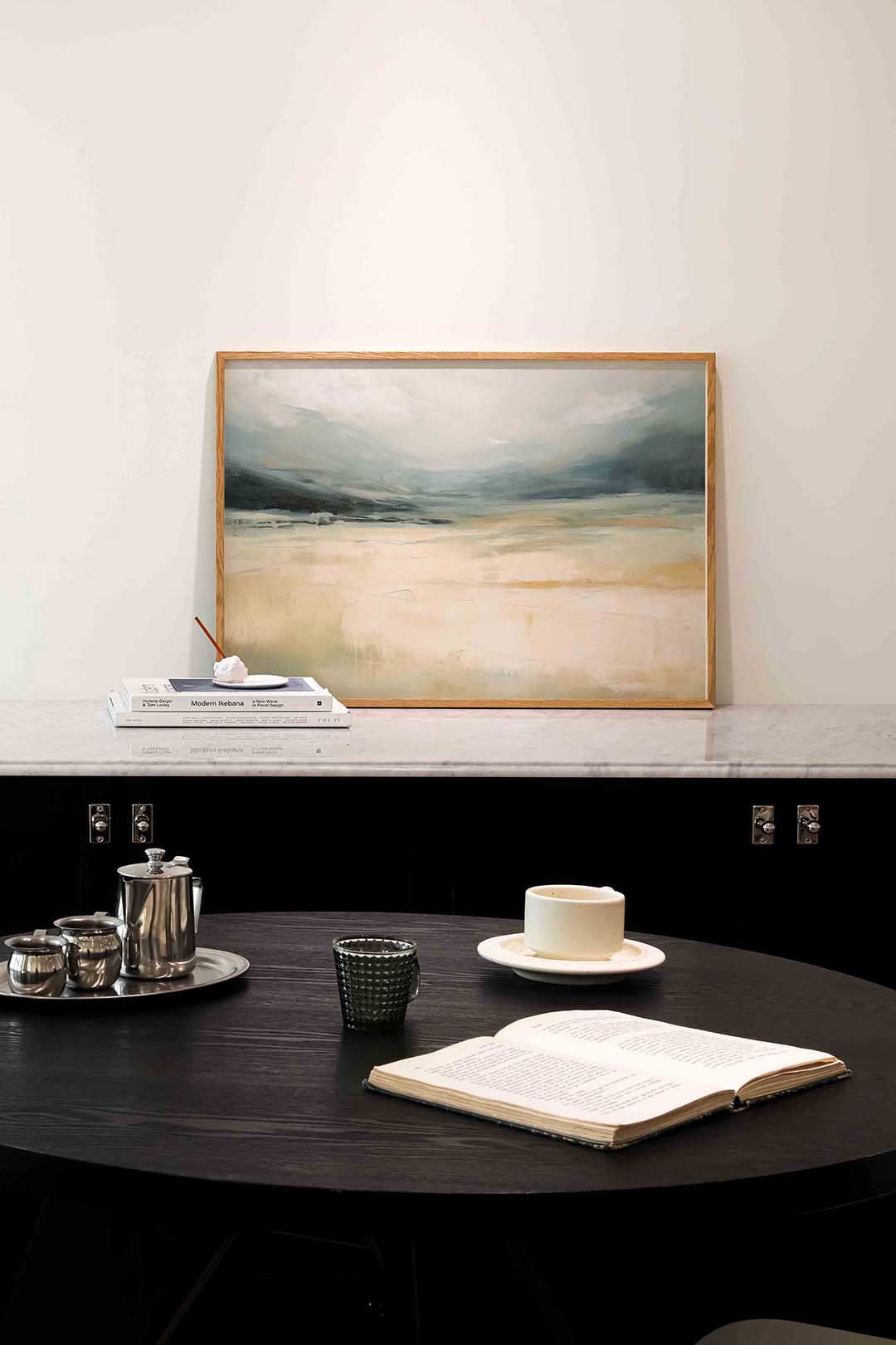 Landschap met zachte tinten – abstracte poster in liggend formaat