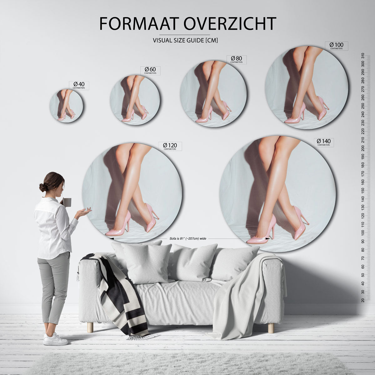 Roze hakken – ronde muurdecoratie met kleur en vorm