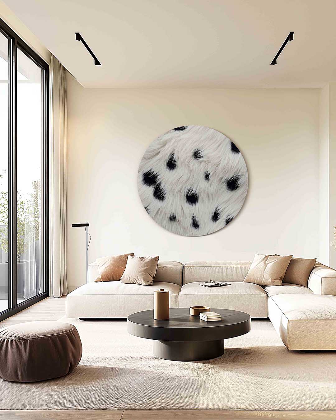 Zwart witte vacht – safari muurcirkel als ronde wanddecoratie