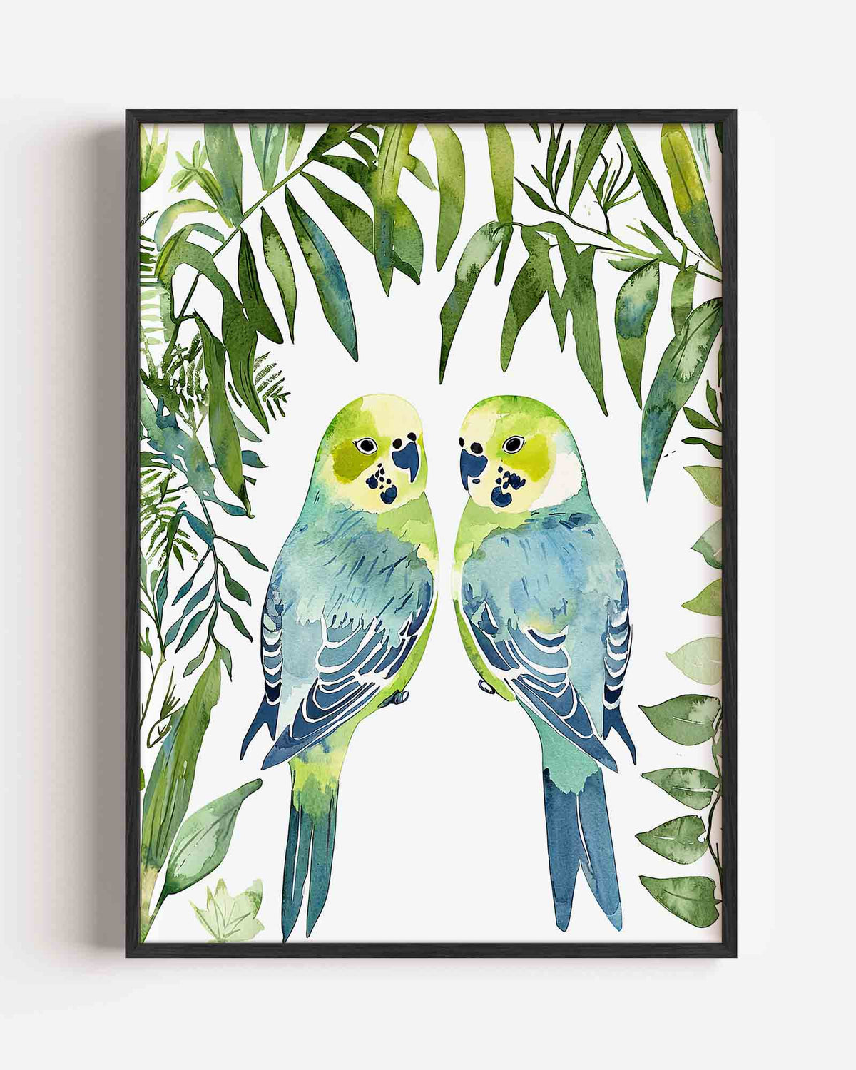 Twee parkieten – dieren portret poster als wanddecoratie