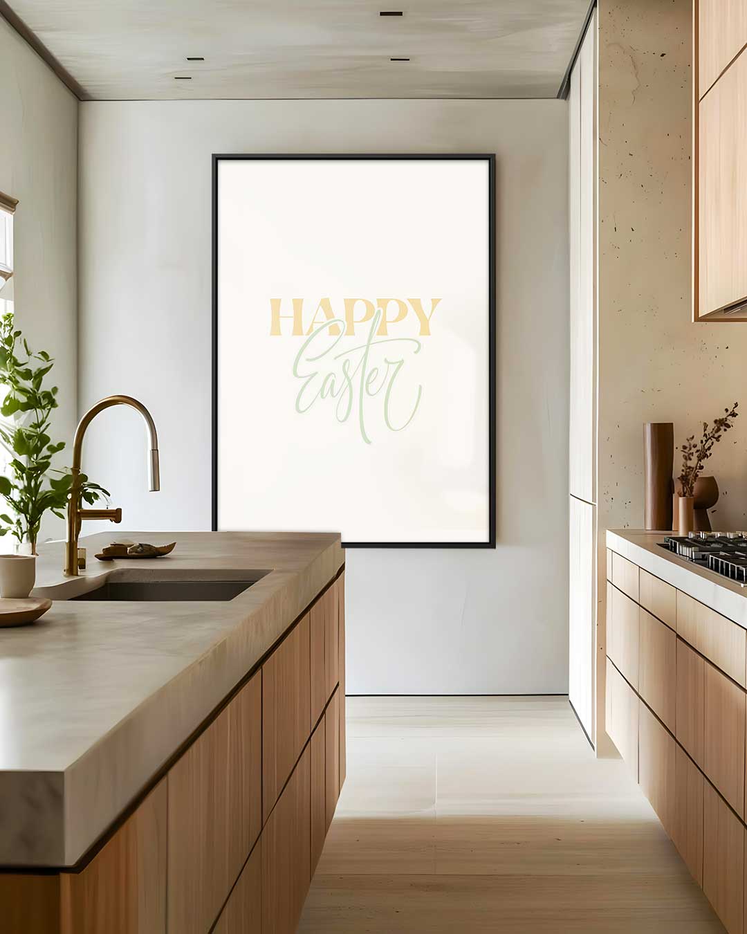 Happy Easter Poster – kunstwerk met zwarte baklijst