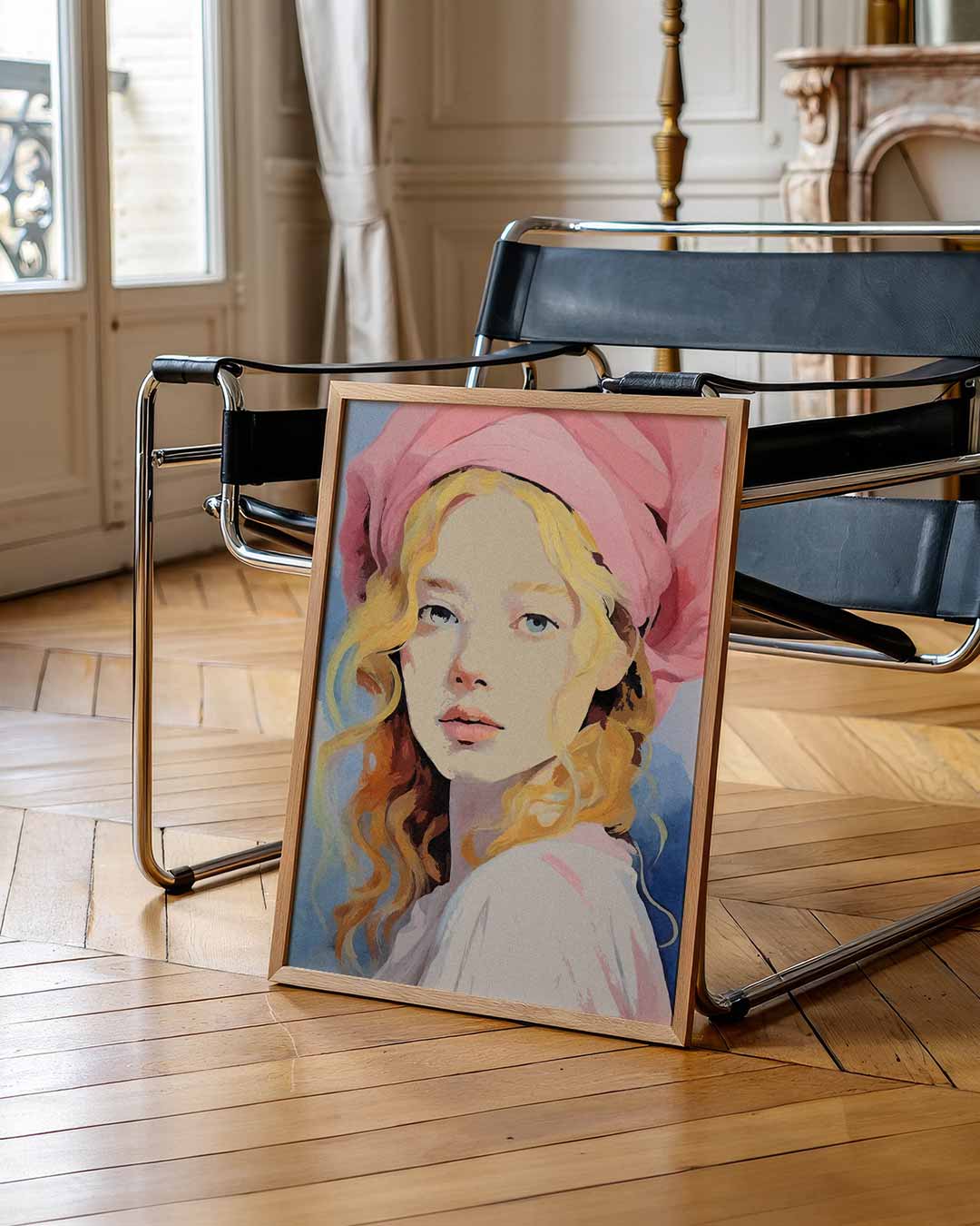 Dromerige Meisjesportret – zomerse wandkunst als portret poster