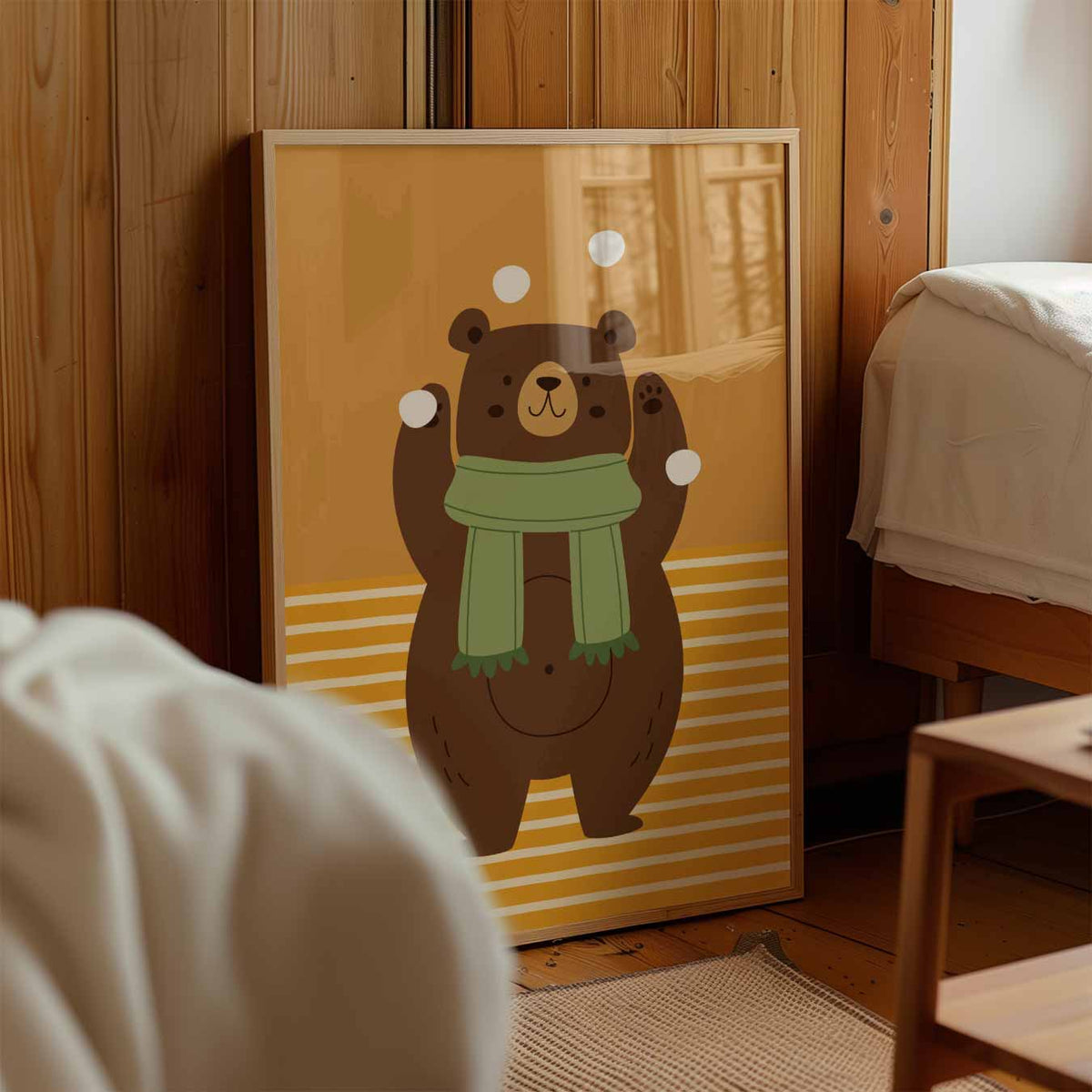 Schattige Berenposter Met Sjaal – kinderposter in staand formaat