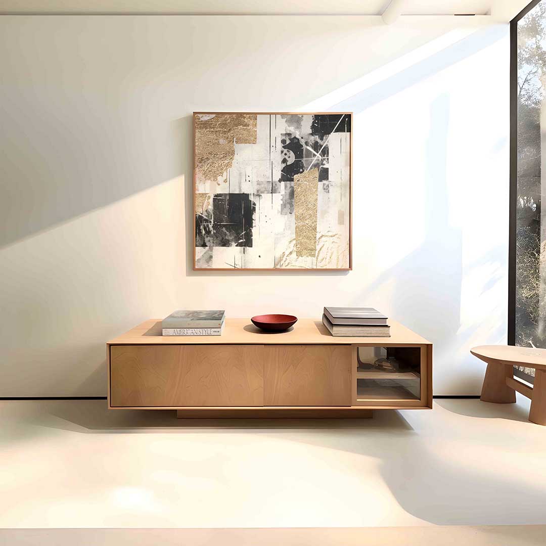 Abstracte vormen – vierkante zachte abstracte wanddecoratie van WallArtistic