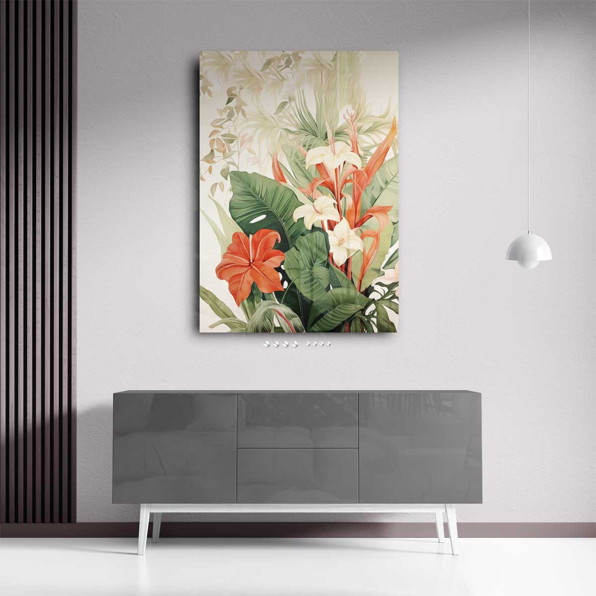 Tropische Bloemenpracht – kunstwerk met zwarte baklijst