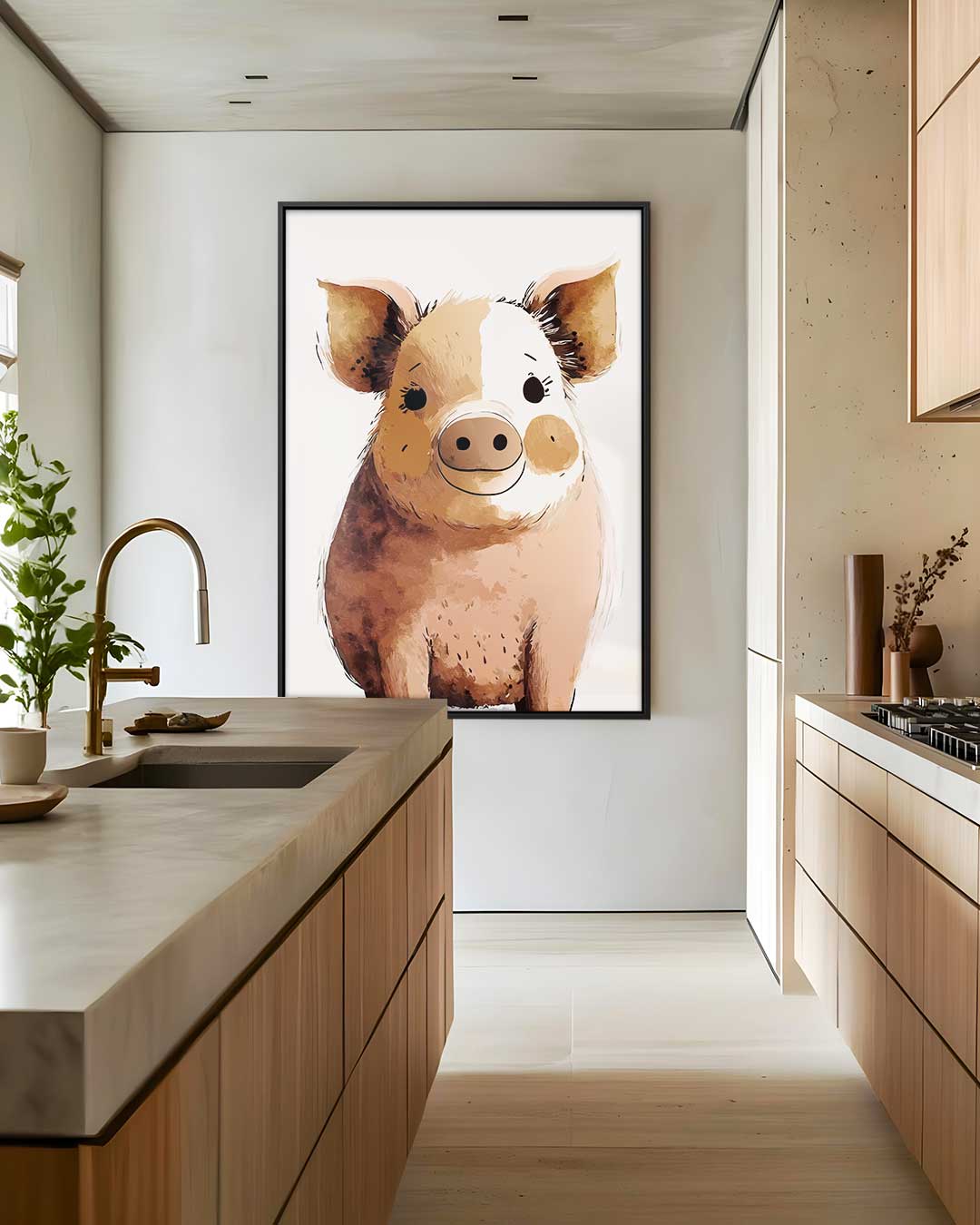Vrolijk Varkentje Portret – modern portret kunstwerk van WallArtistic