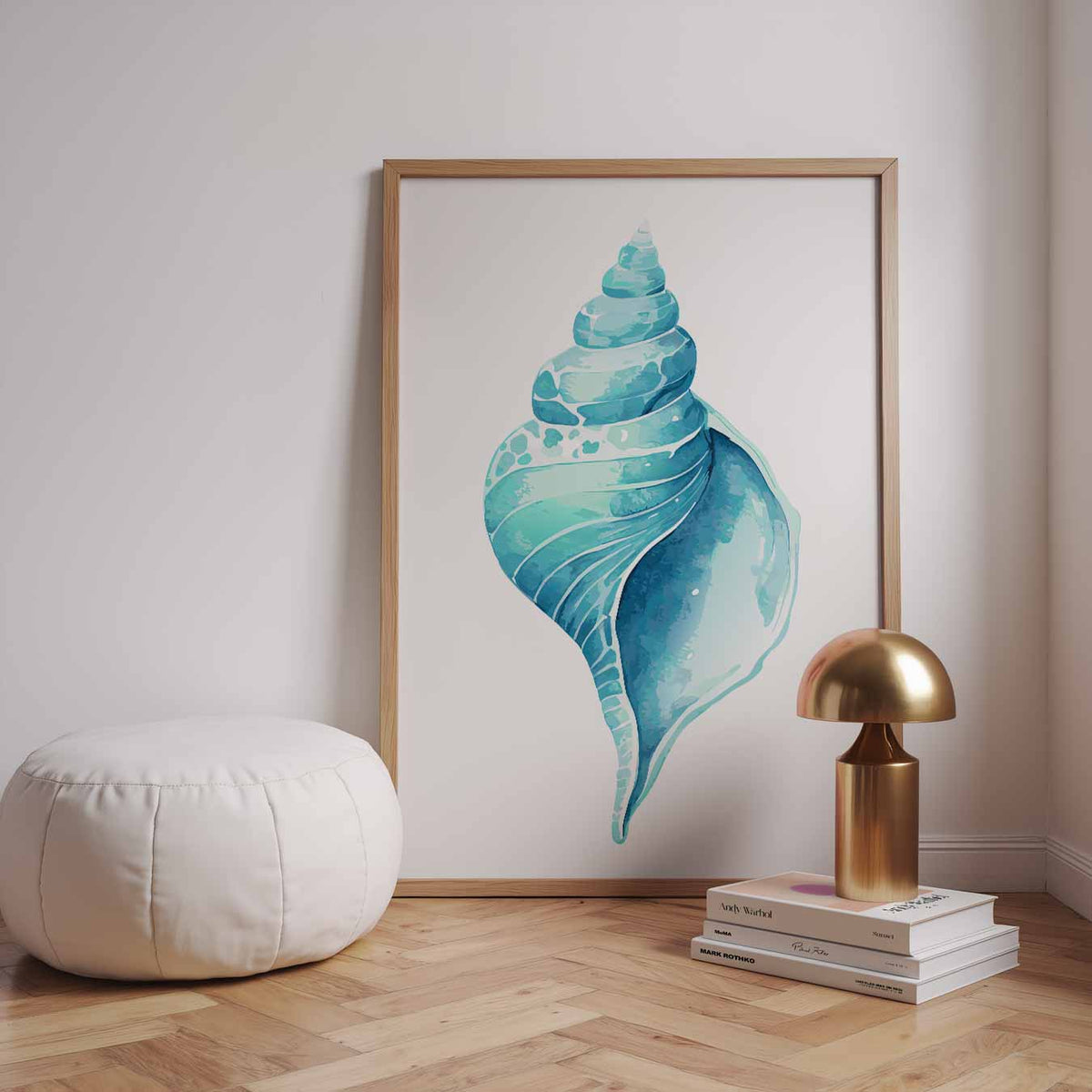 Rustgevende Schelpen – dierenillustratie als portret poster