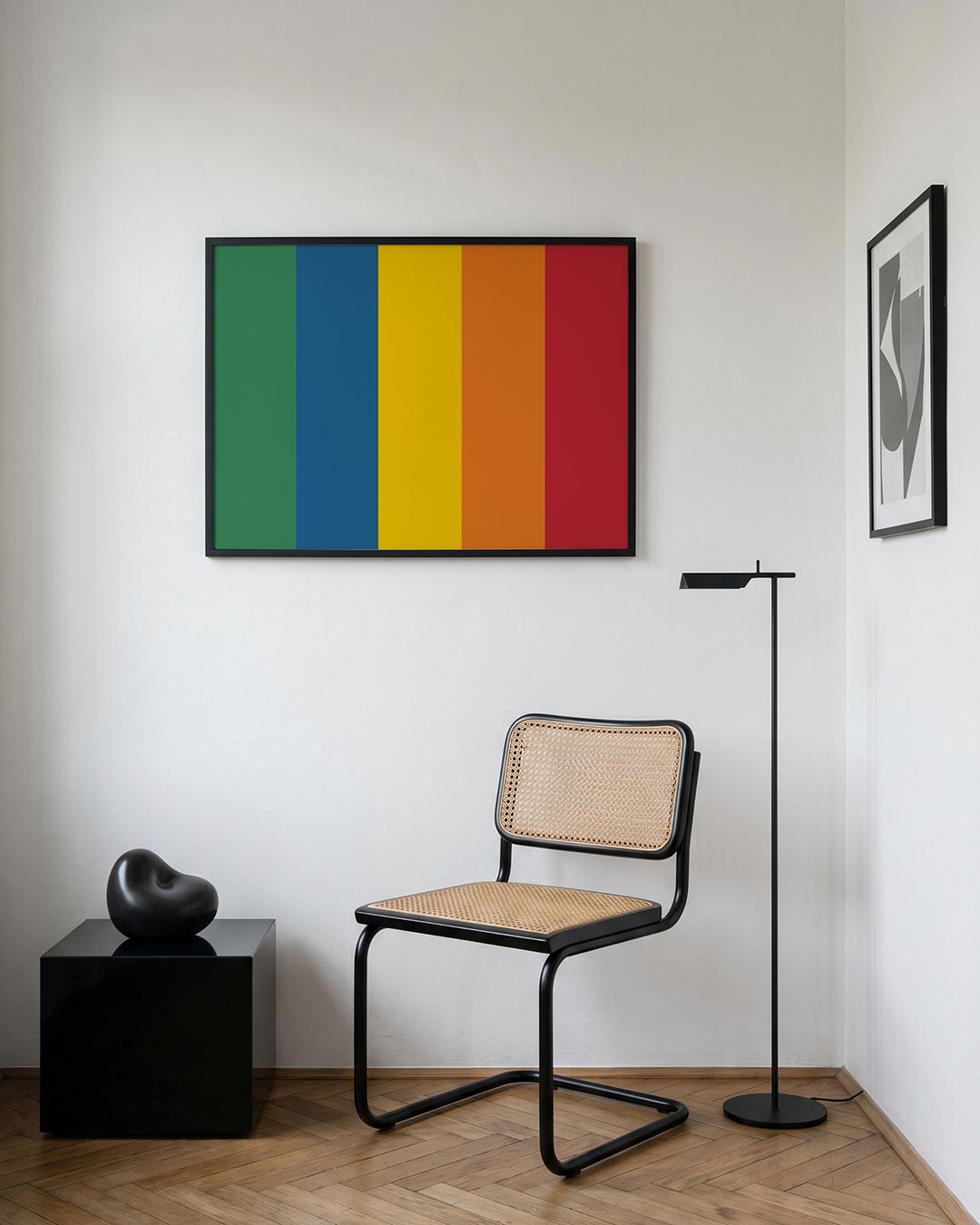 Kleurvlakken ritme – geometrische Bauhaus poster in liggend formaat