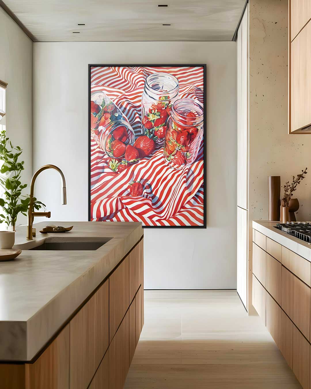 Zomerse Aardbeien in Potten – modern portret kunstwerk van WallArtistic