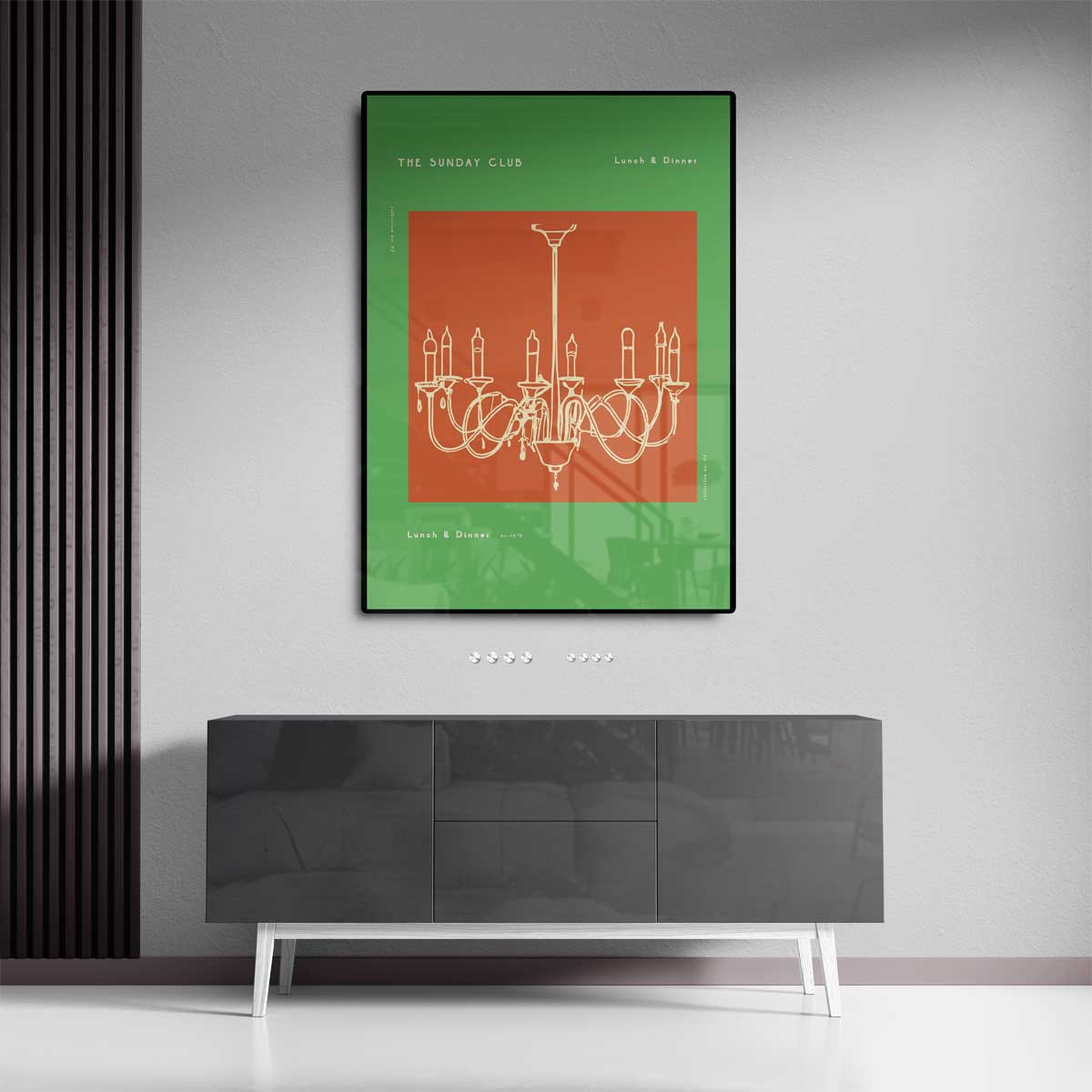 Retro Kroonluchter Illustratie – dibond kunstwerk als wanddecoratie