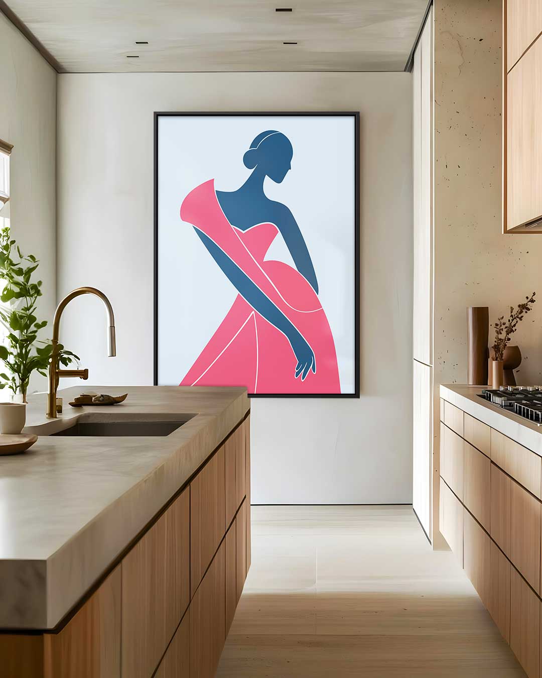 Elegante Dames Silhouet – modern portret kunstwerk van WallArtistic