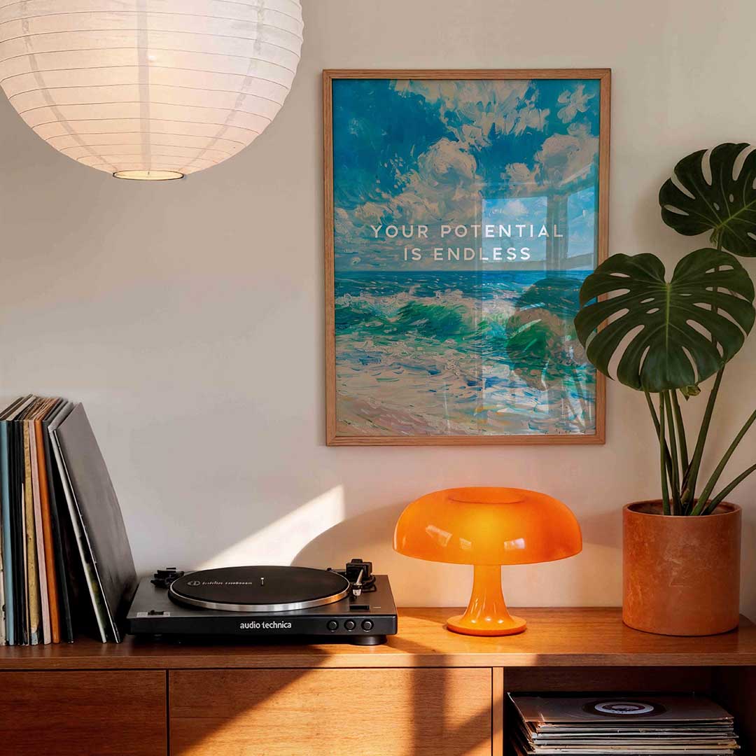 Golvende zee en lucht – staande kleurrijke wanddecoratie van WallArtistic