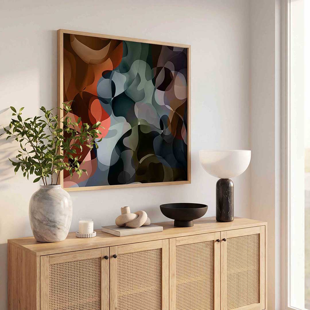 Abstracte vormen – kleurrijke poster in vierkant formaat