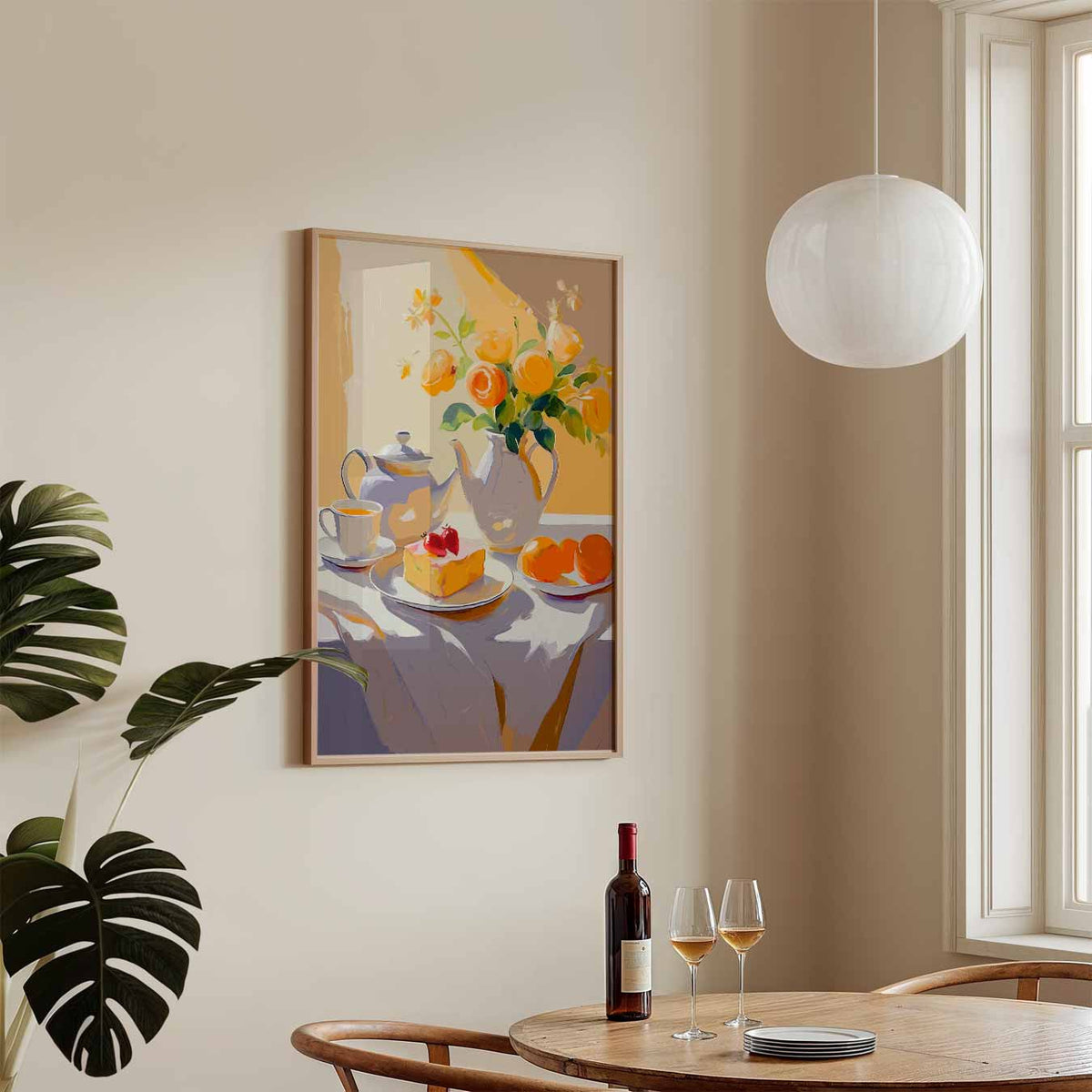 Zonnige Theetijd Stilleven – keukenposter in staand formaat