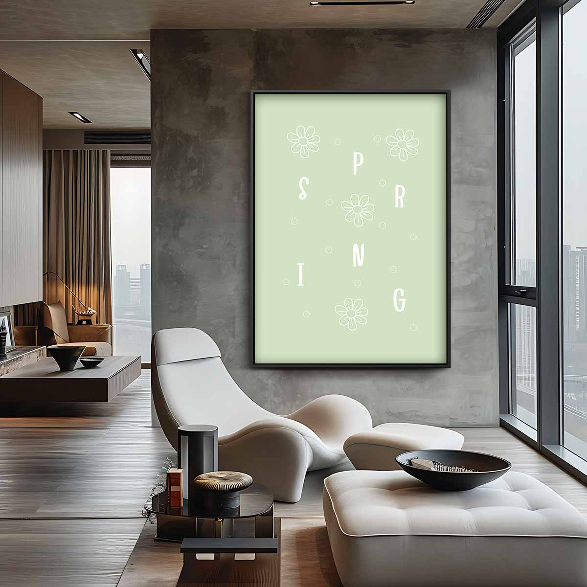 Vrolijke Lente Typografie Poster – staand kunstwerk voor modern interieur