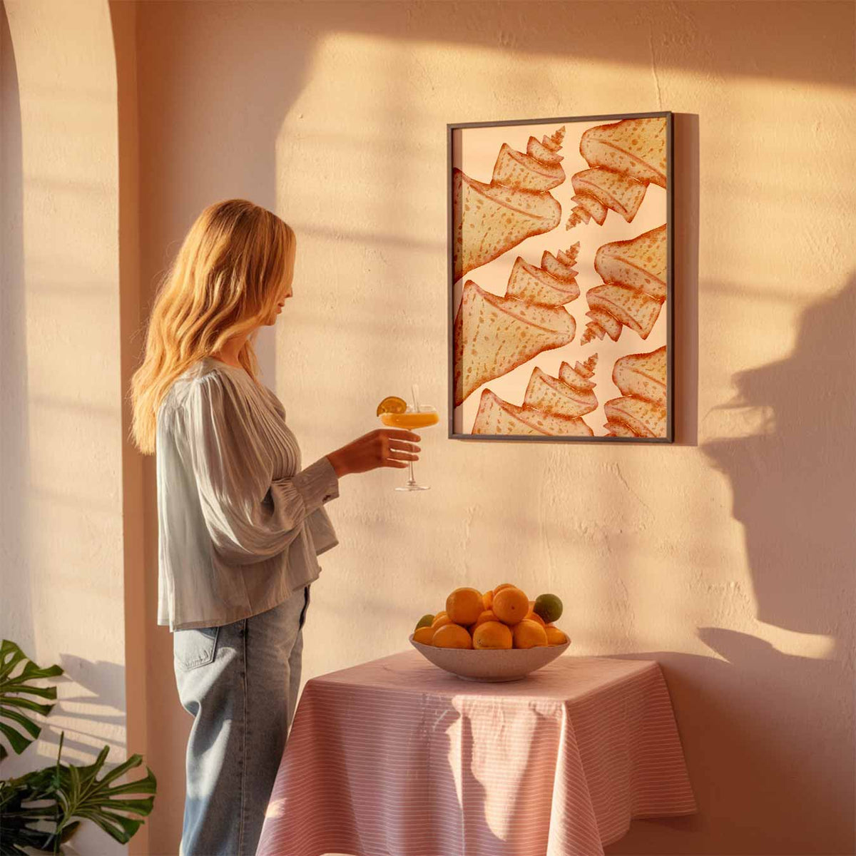 Lila Schelpen – zeedierenposter als moderne staande wanddecoratie
