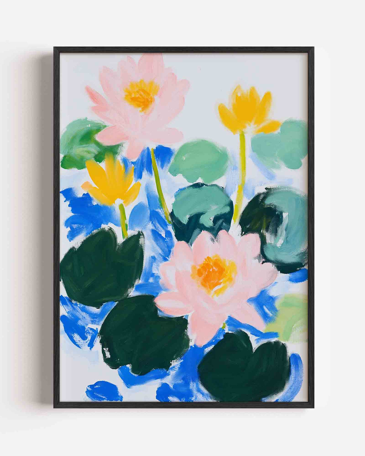 Waterlelies en bladeren – bloemen portret poster als wanddecoratie