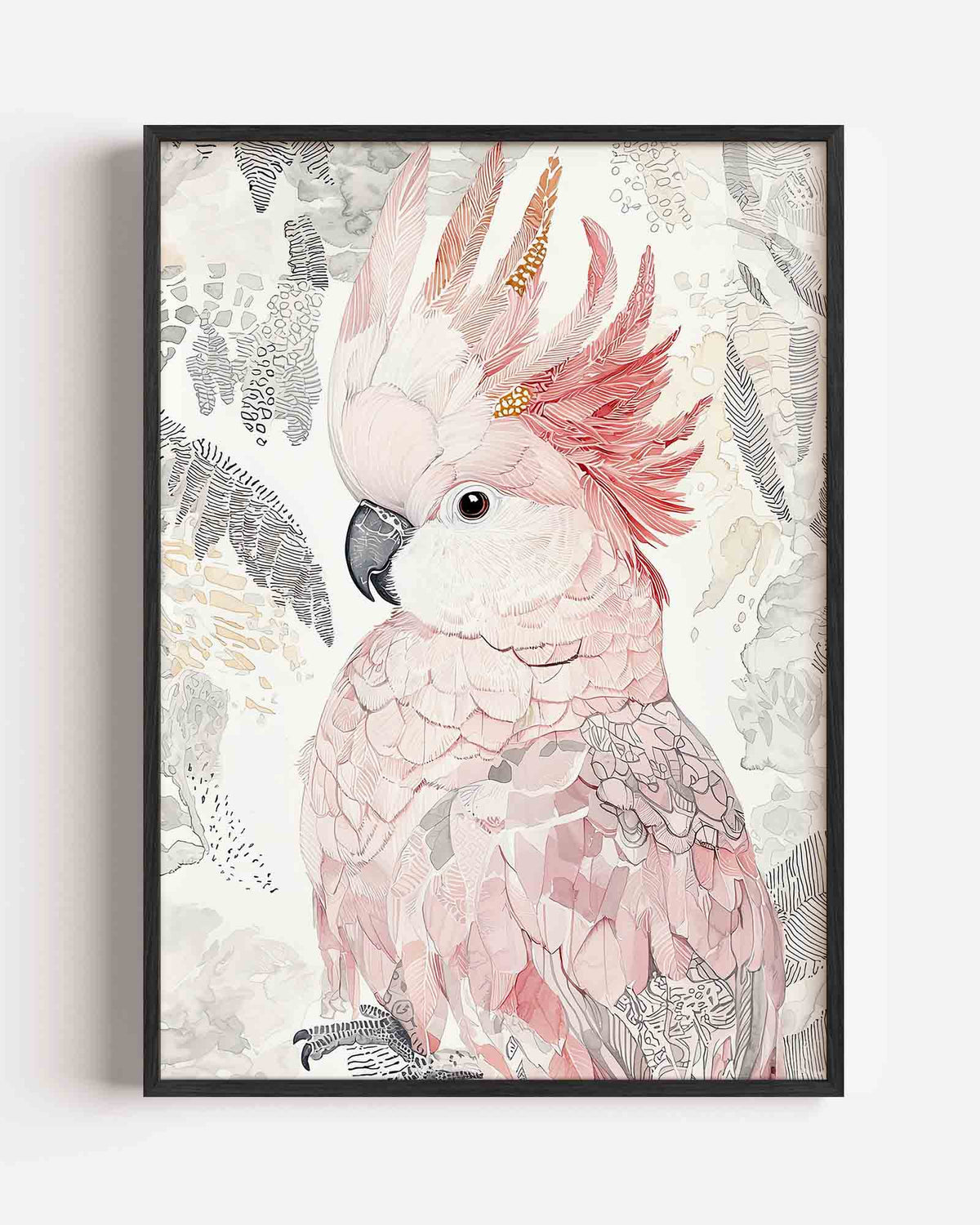 Roze kaketoe – jungle portret poster als wanddecoratie