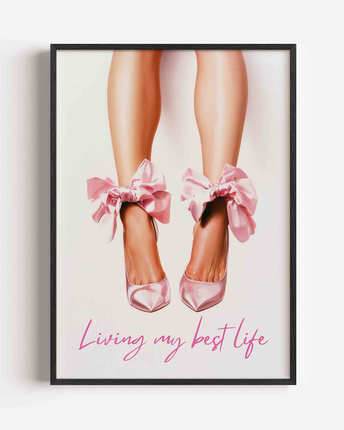 Roze strik schoenen – Pop Art portret poster als wanddecoratie