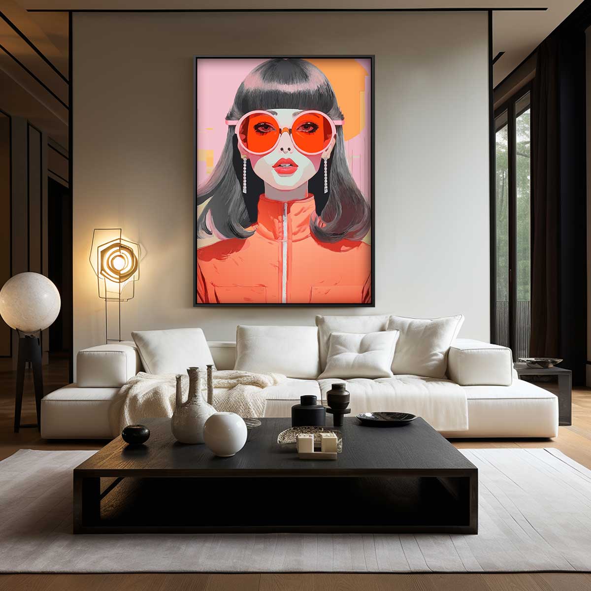 Stijlvolle Retro Vibes – kunstwerk met zwarte baklijst