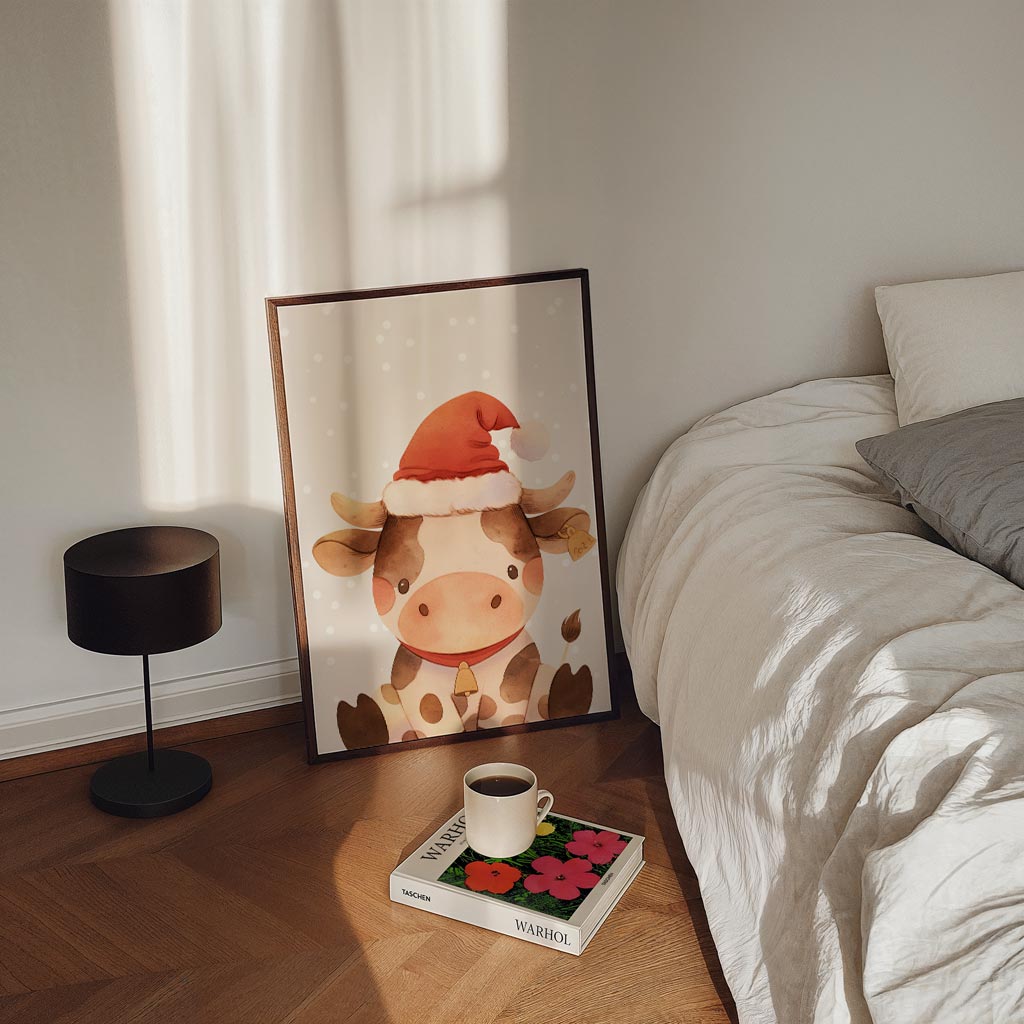 Kerstkoe Feestposter – kinderposter in staand formaat