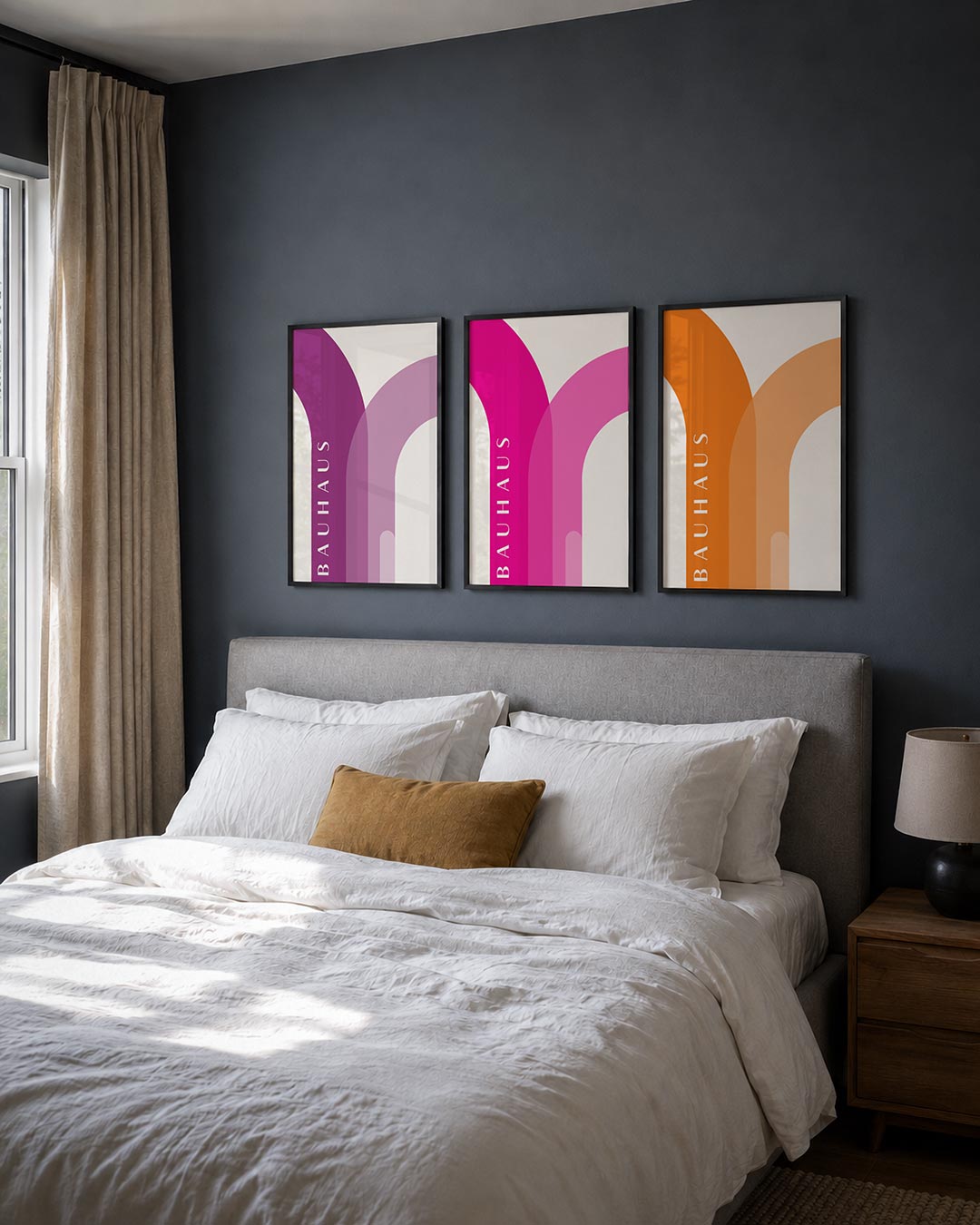 Kleur en lijnen posterset – derde productweergave – deze posterset in drie delen toont vloeiende lijnen en overlappende